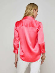 Dani Silk Blouse in Pop Coral