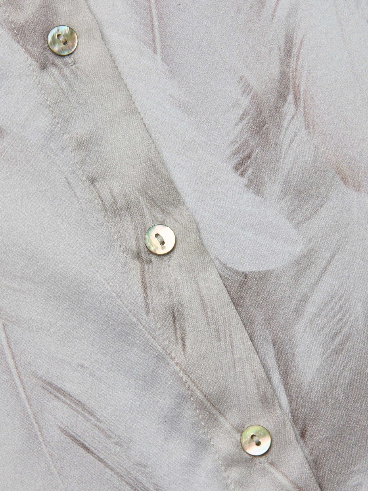 Tyler Silk Blouse in White Feather Print
