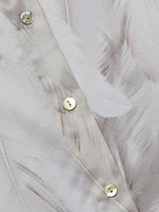 Tyler Silk Blouse in White Feather Print