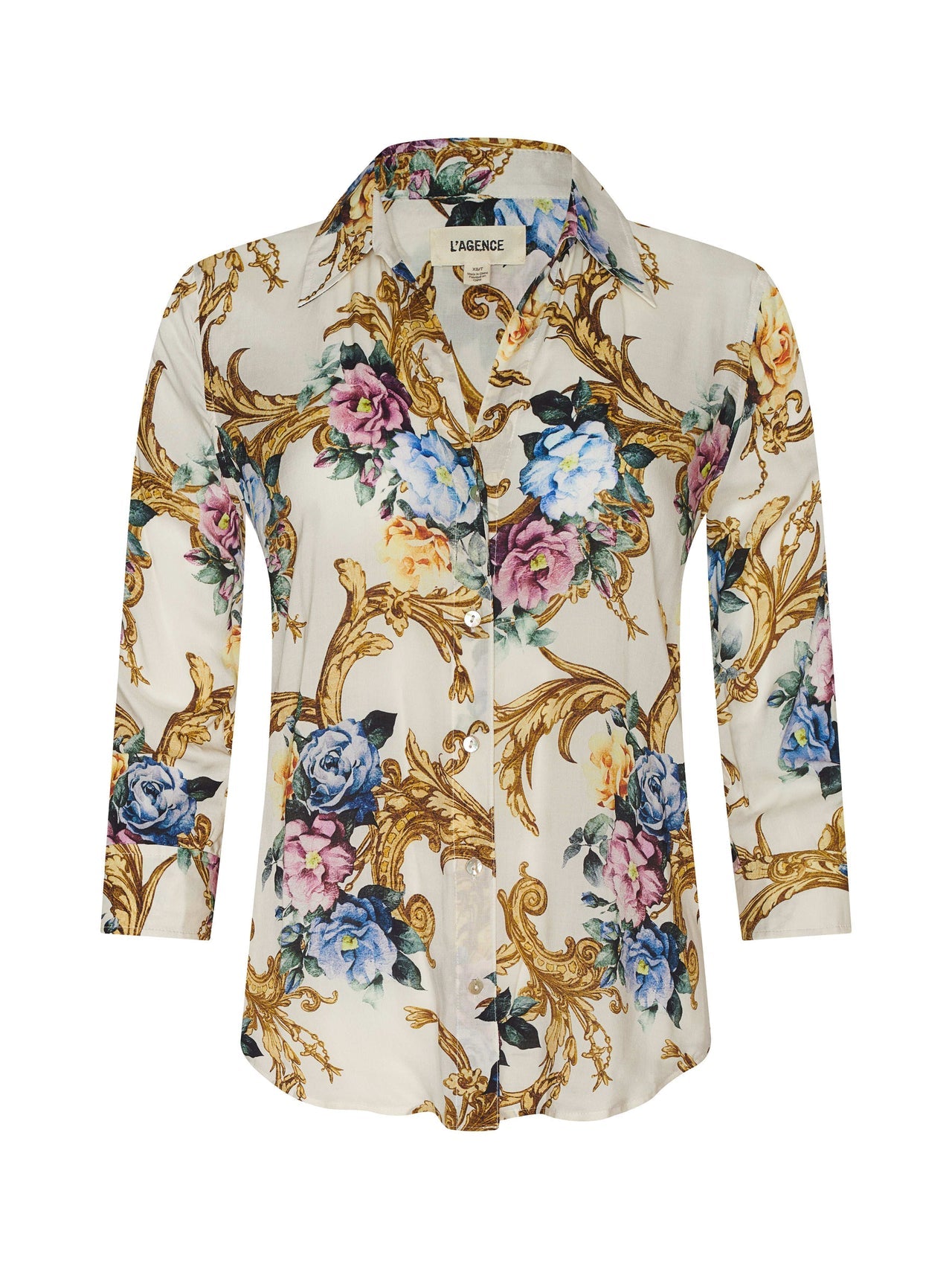 Camille Blouse in Vintage White Small Floral Baroque