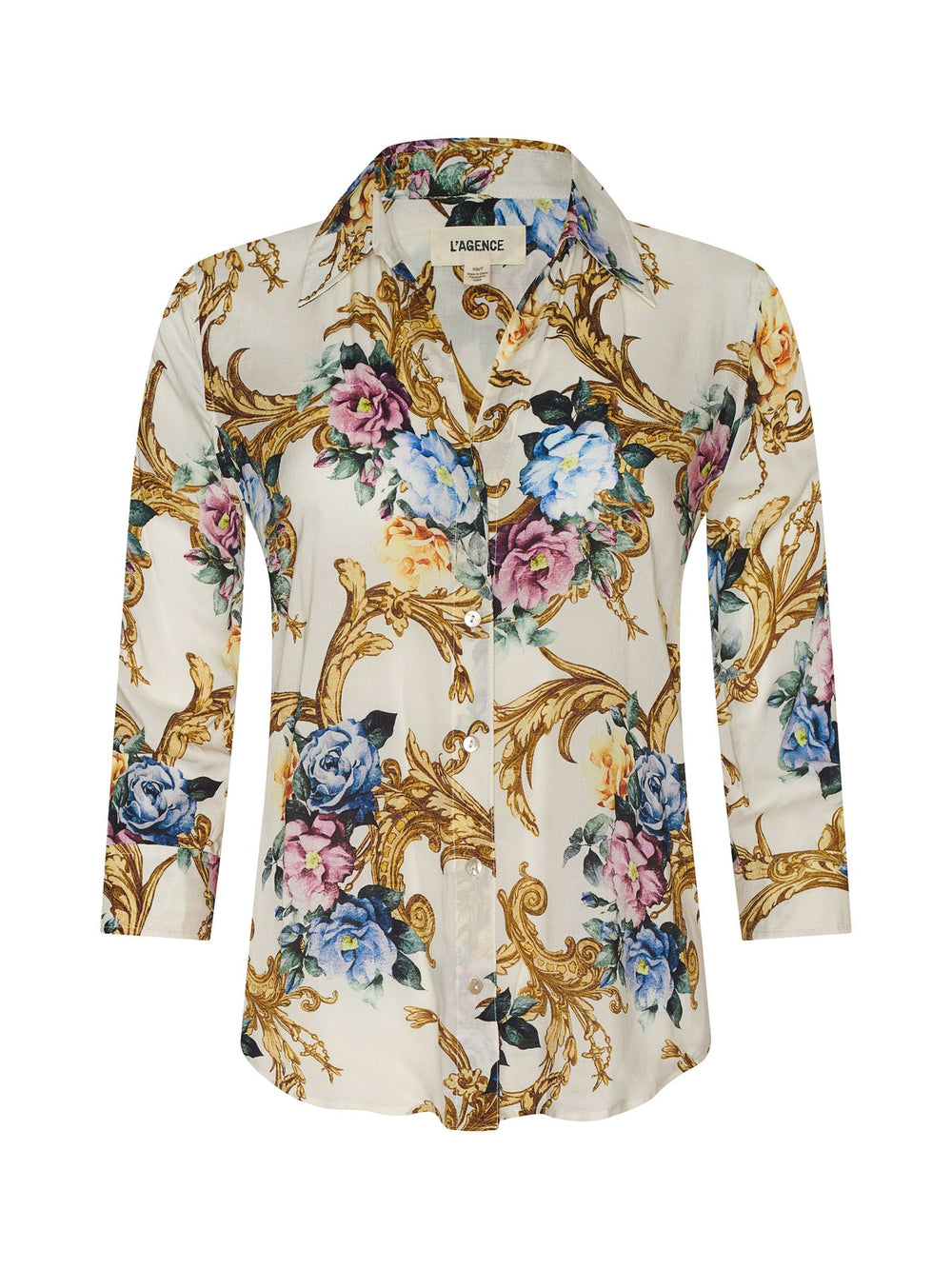 Camille Blouse in Vintage White Small Floral Baroque