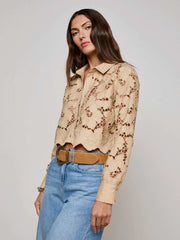 Seychelle Cropped Lace Blouse in Almond