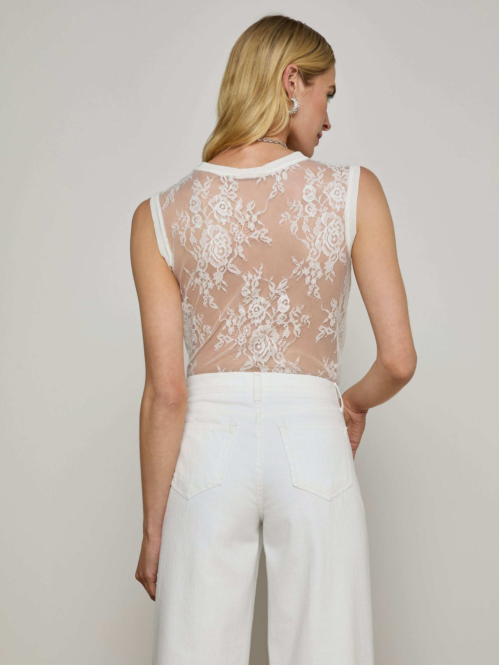 Brax Floral Lace Tank in Ivory