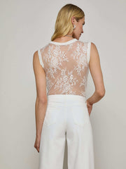 Brax Floral Lace Tank in Ivory