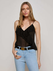 Erika Silk Chiffon Camisole in Black