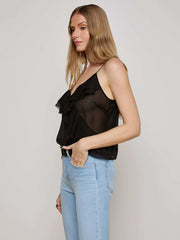 Erika Silk Chiffon Camisole in Black
