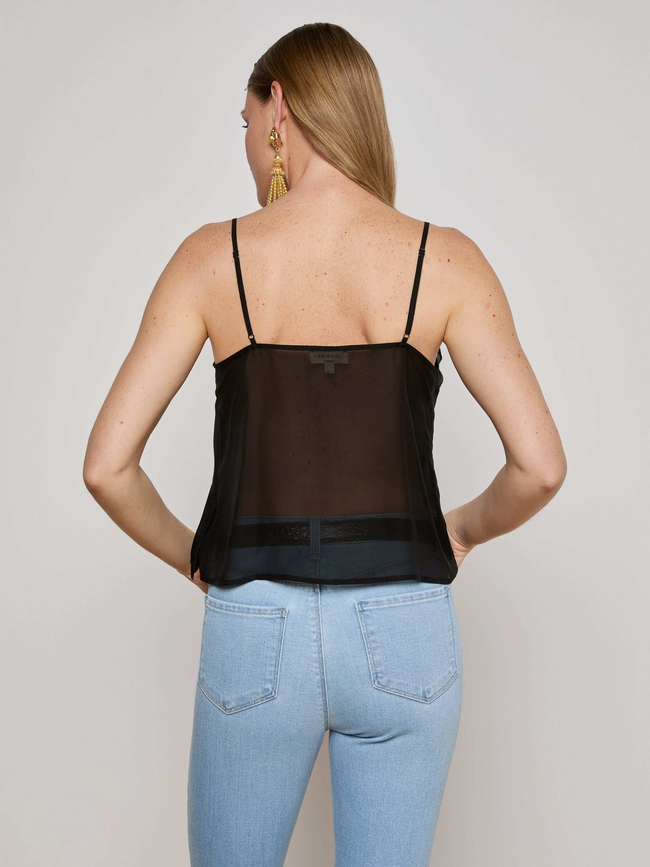 Erika Silk Chiffon Camisole in Black