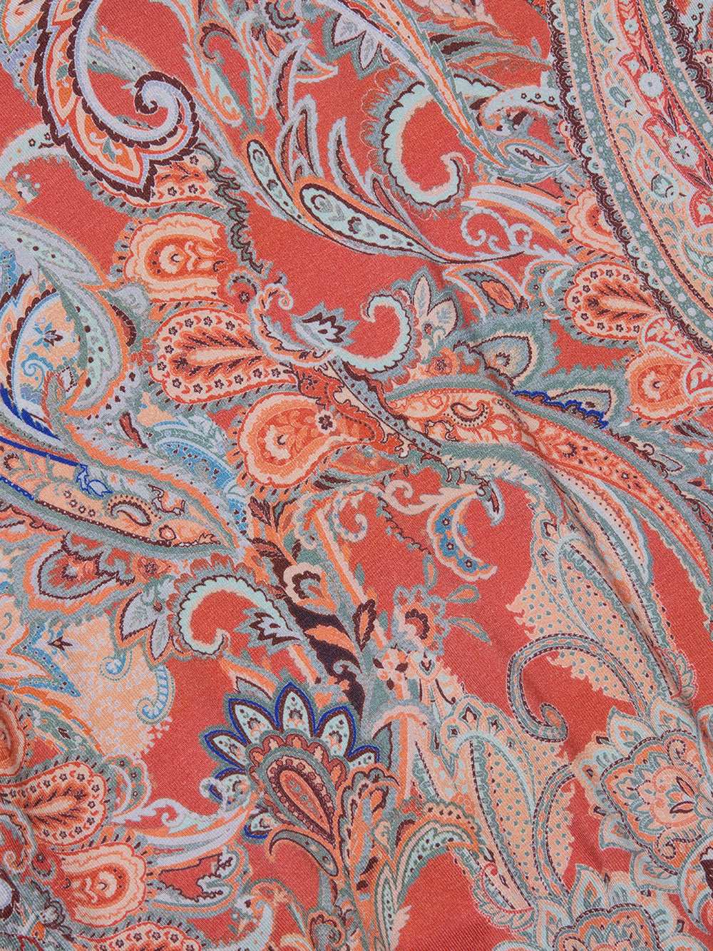 Ressi Fitted Tee in Orange/Light Blue Traditional Paisley