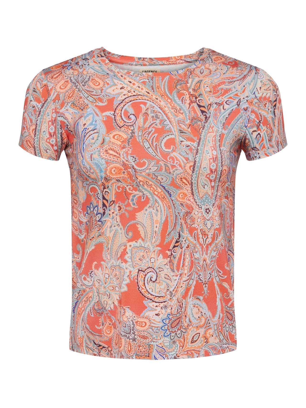 Ressi Fitted Tee in Orange/Light Blue Traditional Paisley