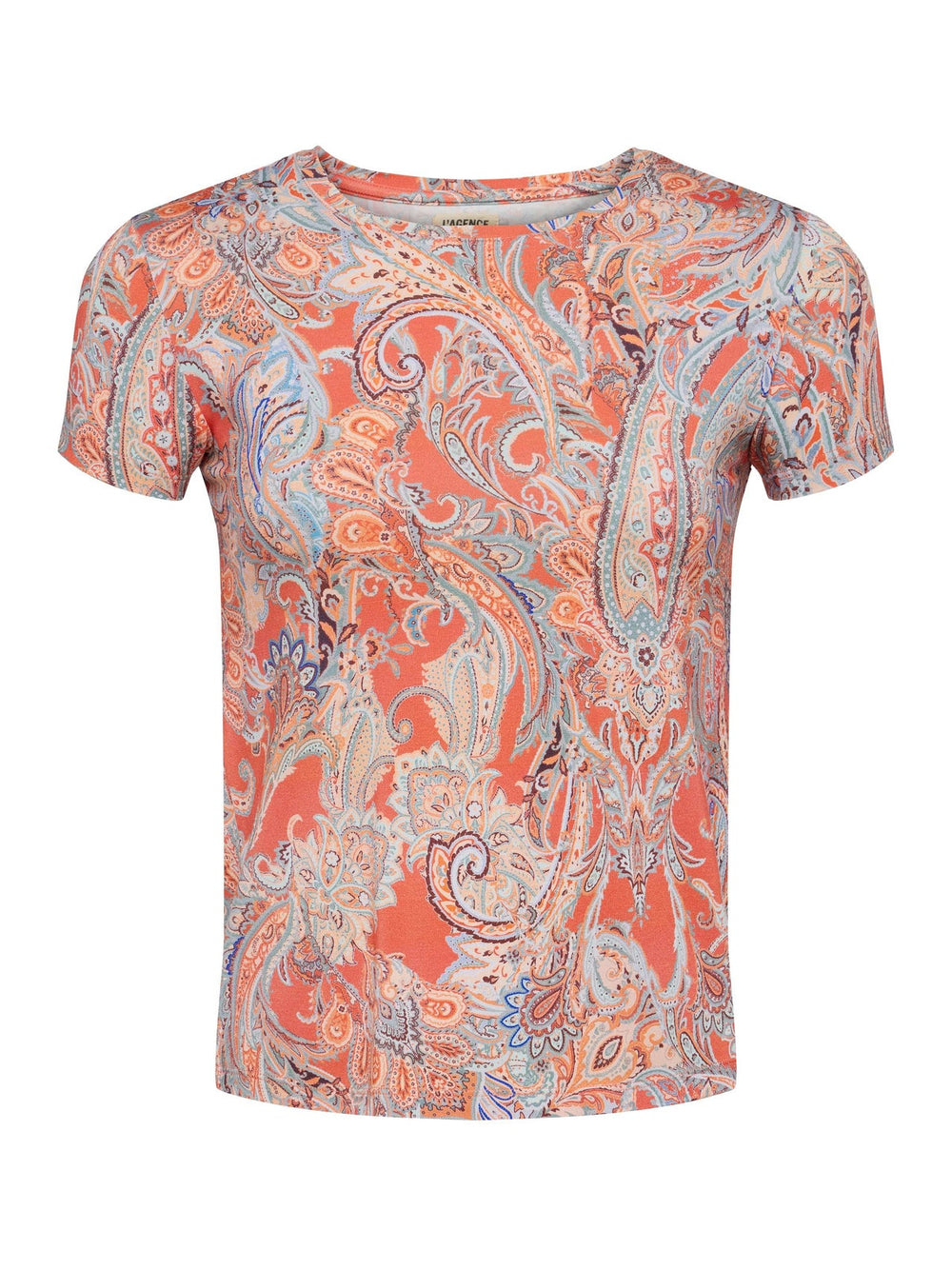 Ressi Fitted Tee in Orange/Light Blue Traditional Paisley
