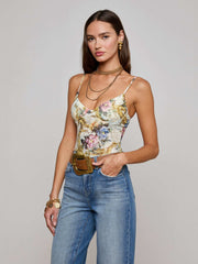 Vintage White Elowen Underwire Bodysuit, Baroque Floral Print