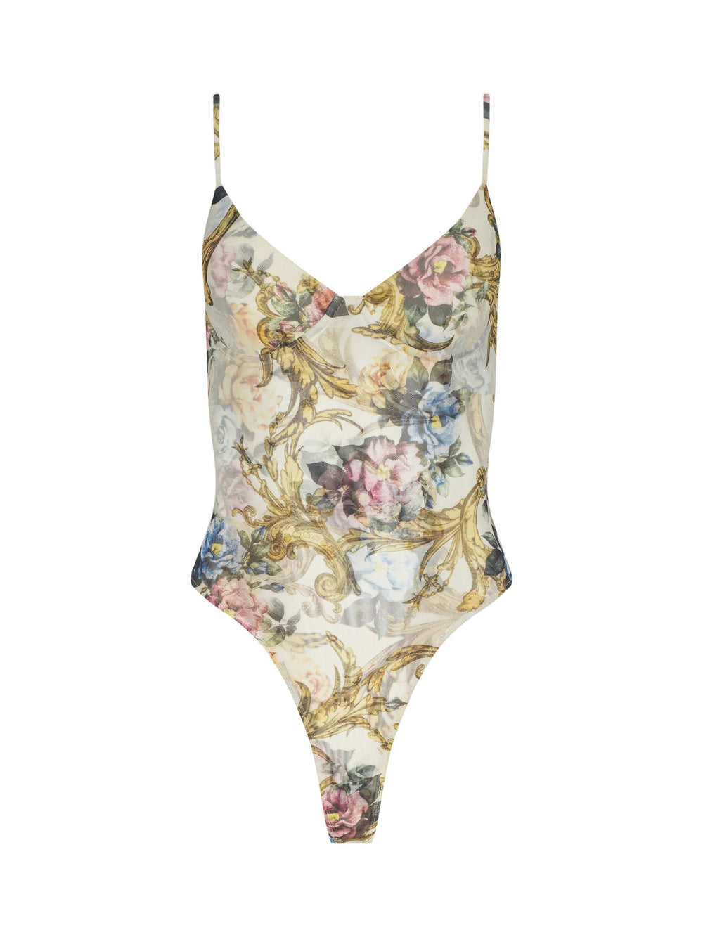 Vintage White Elowen Underwire Bodysuit, Baroque Floral Print