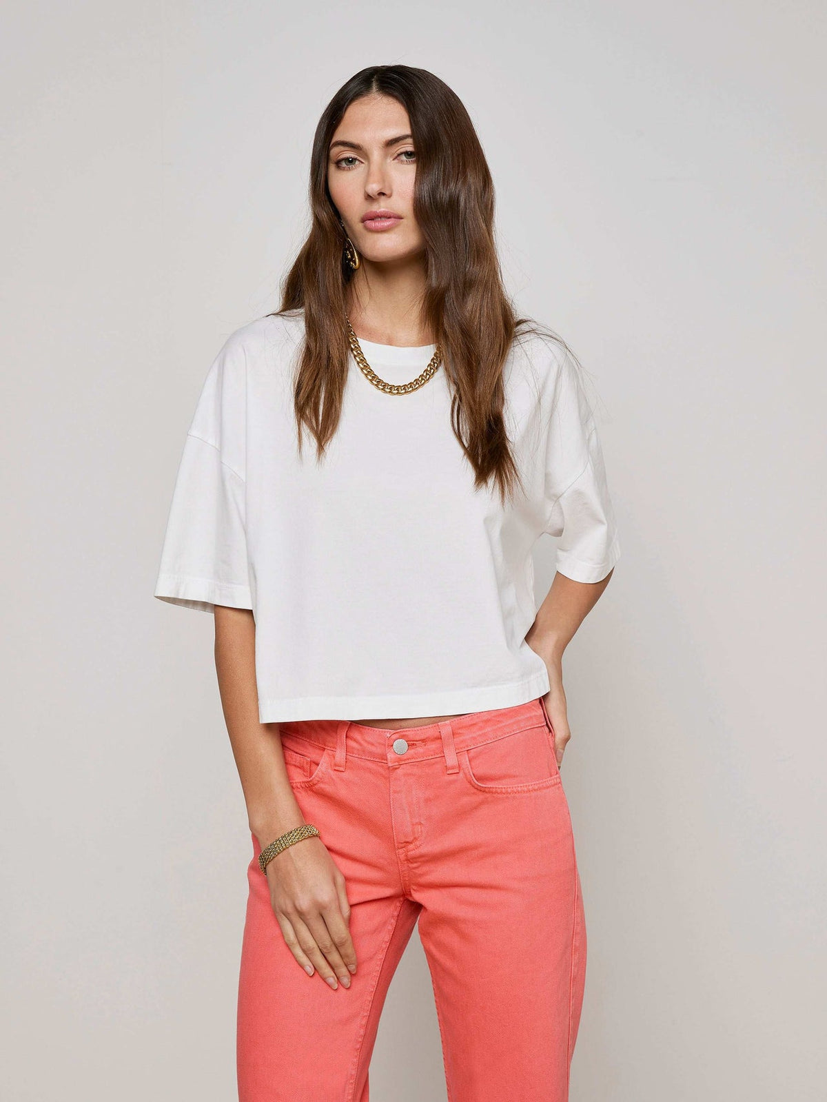 Daria Oversized Cropped Tee in White