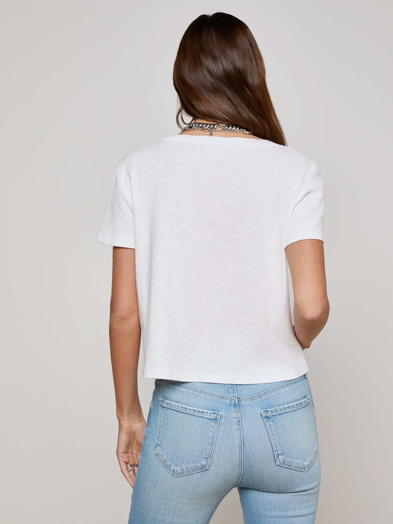 Carly V-Neck Tee in White