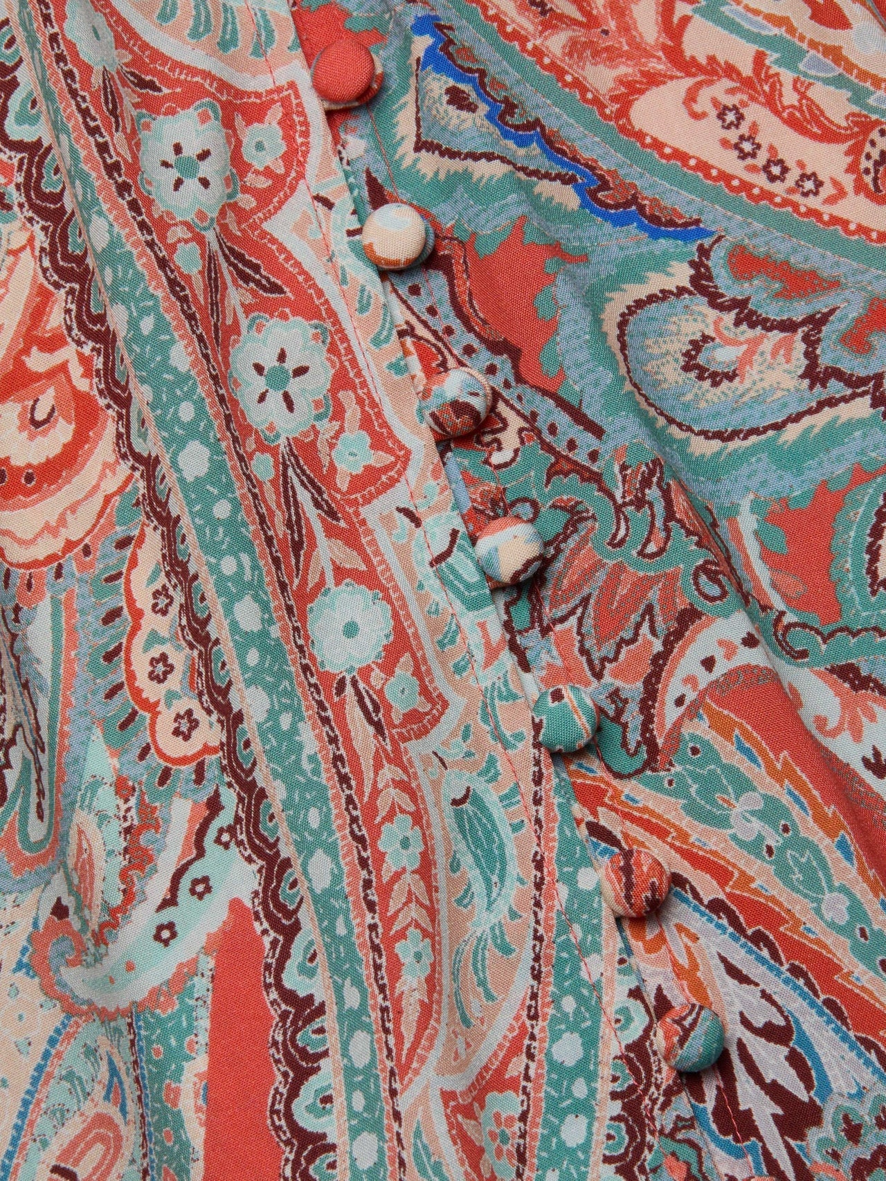 Stefani Maxi Dress in Orange/Light Blue Traditional Paisley