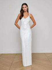 Karma Sequin Maxi Dress in White Sequin