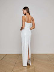 Karma Sequin Maxi Dress in White Sequin