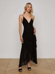 Sunniva Tiered Dress in Black