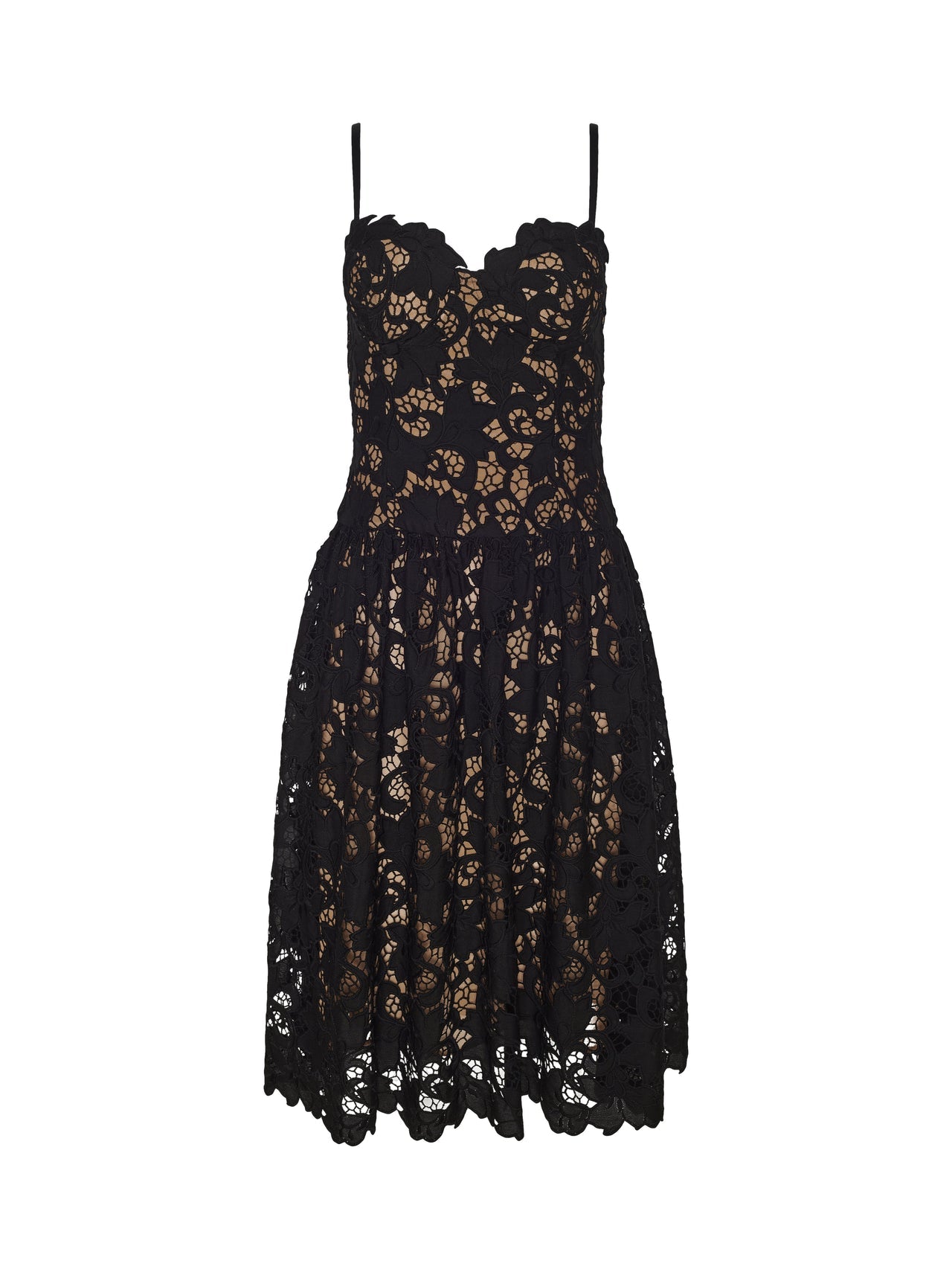 Flyn Lace Midi Dress in Black