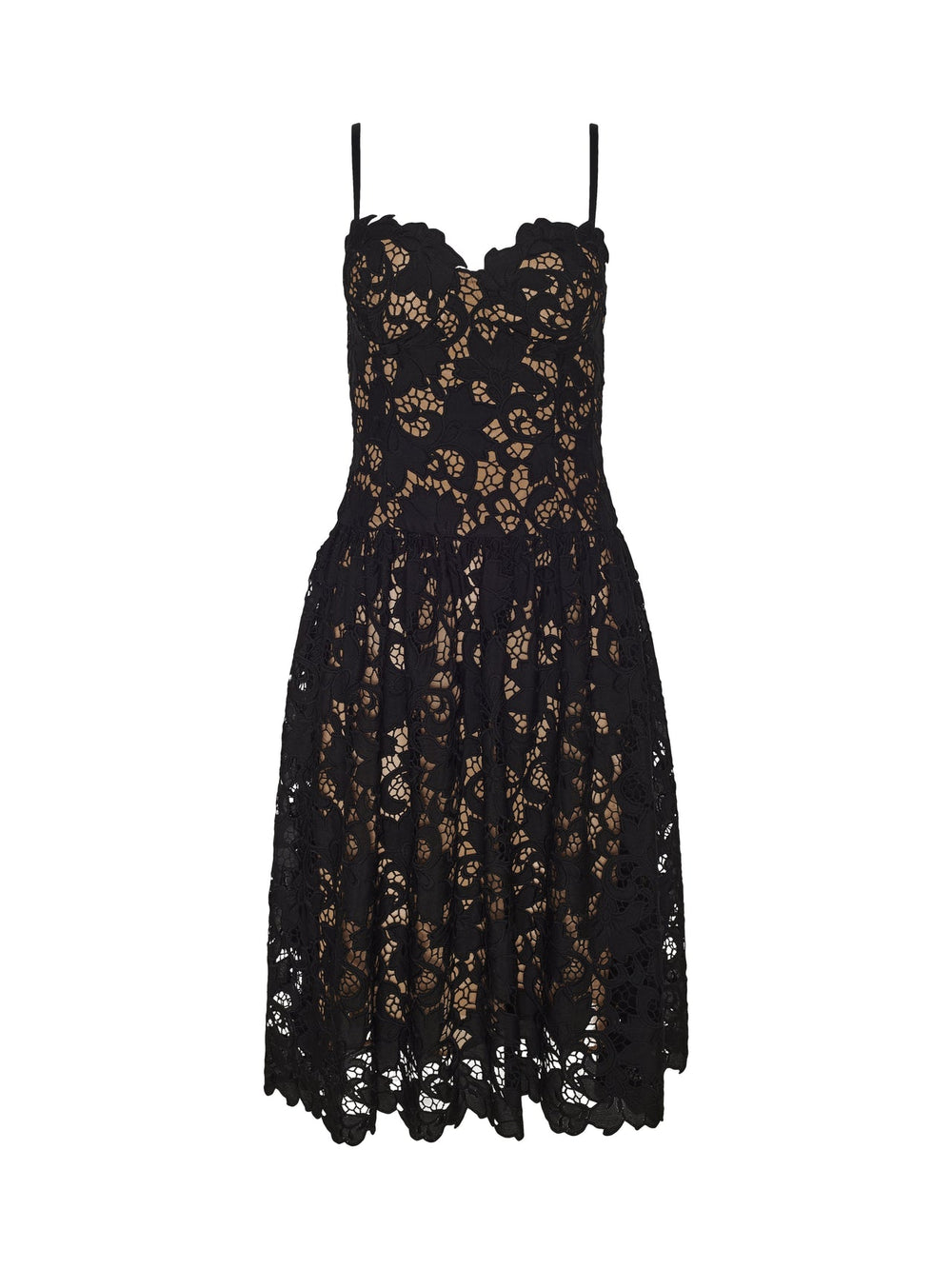 Flyn Lace Midi Dress in Black