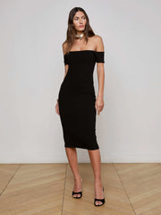 Yazzy Off-The-Shoulder Dress in Black