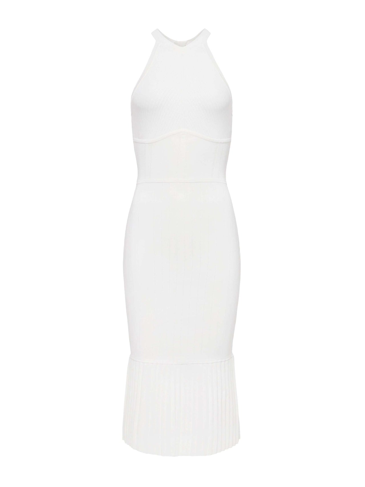 Kimi Pleat Hem Midi Dress in Ivory