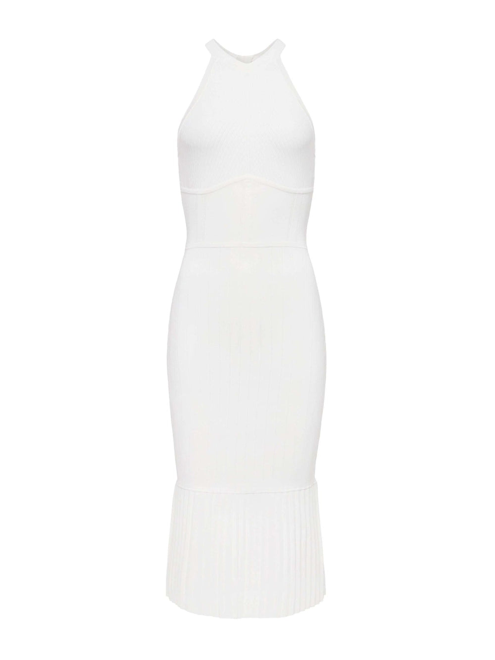 Kimi Pleat Hem Midi Dress in Ivory