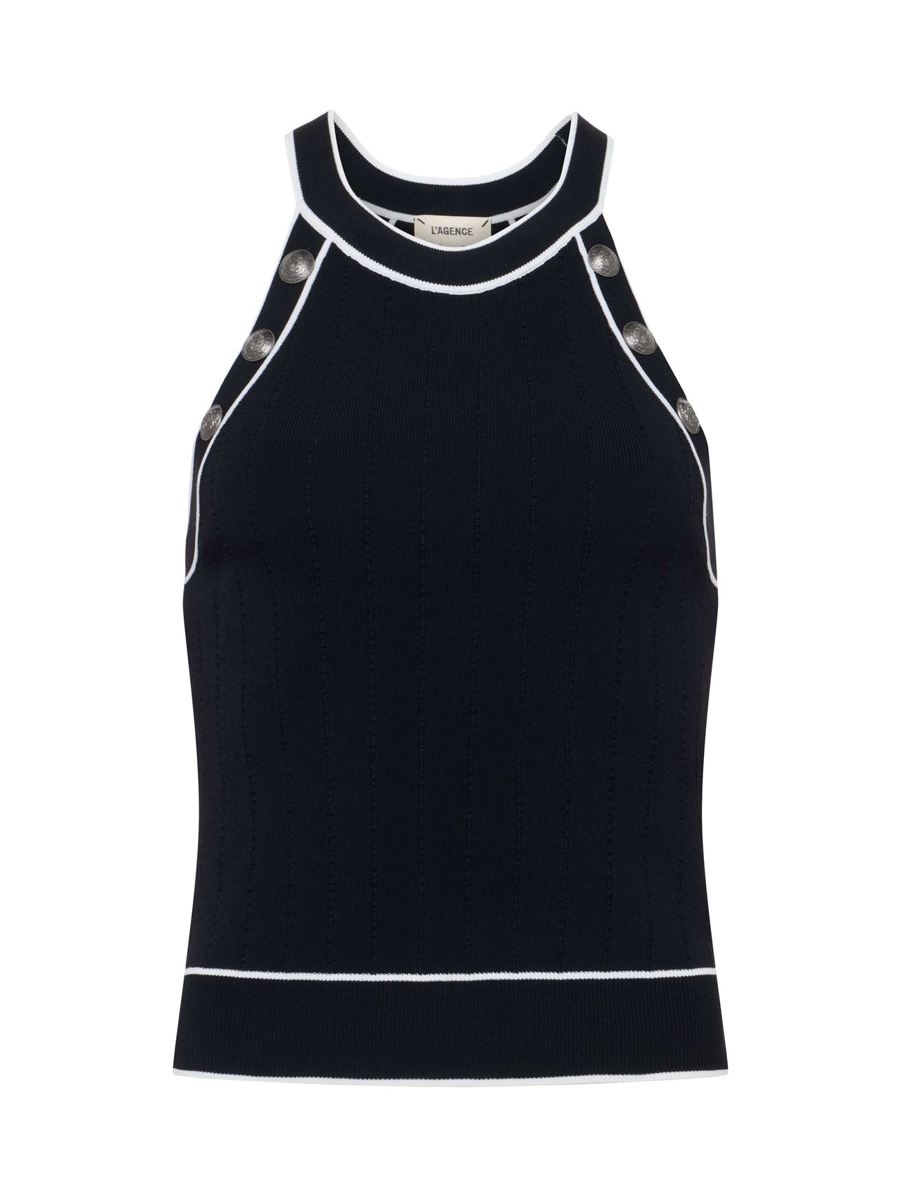 Rosemary Button Tank in Black/White