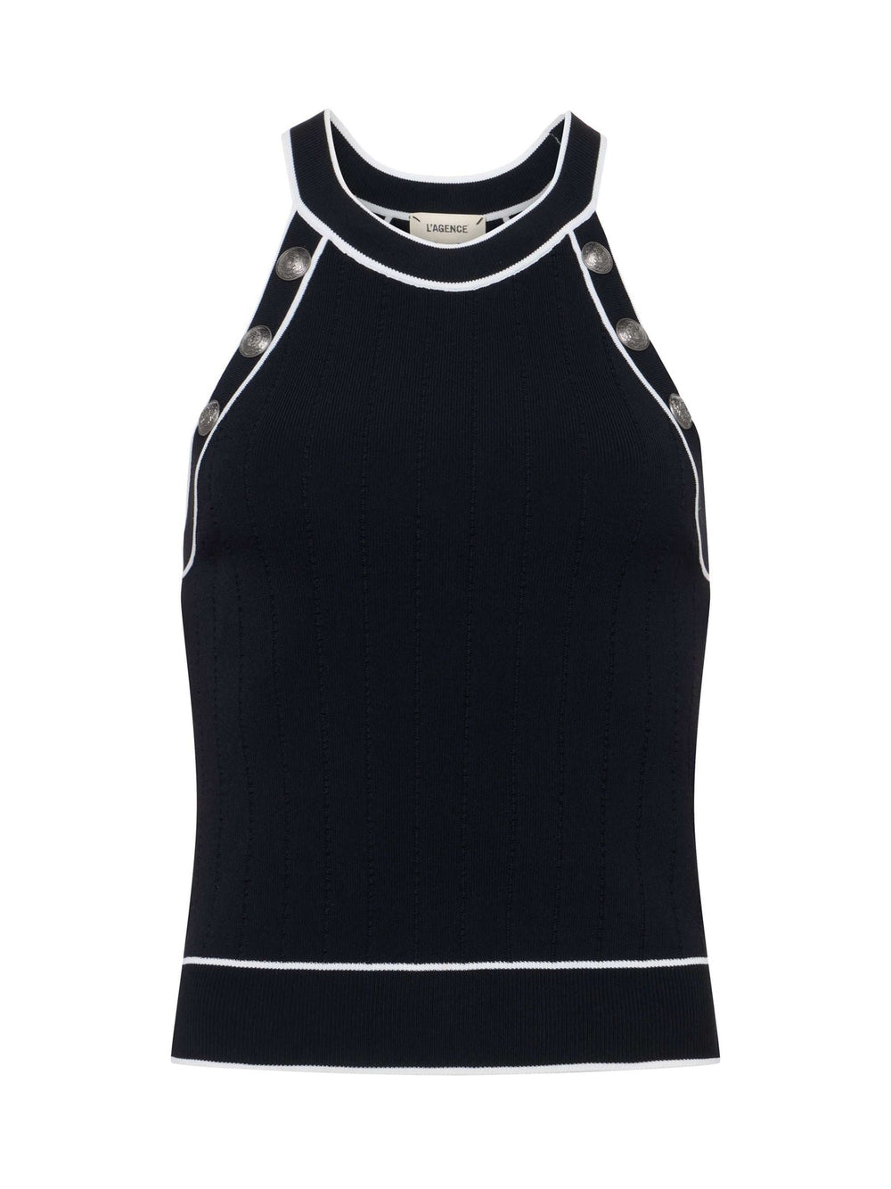 Rosemary Button Tank in Black/White