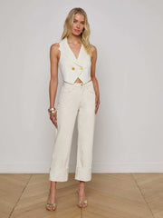 Zadie Knit Vest in Ivory/Gold