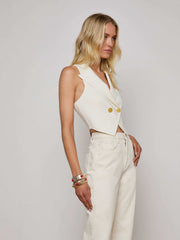 Zadie Knit Vest in Ivory/Gold