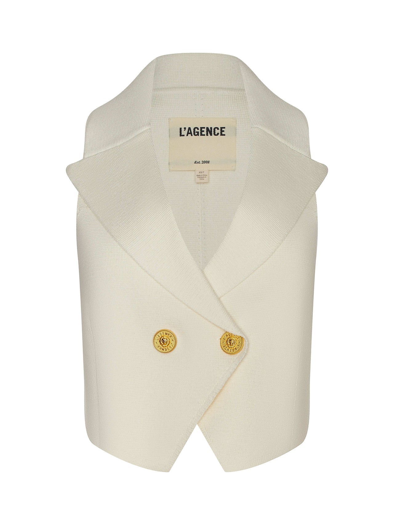 Zadie Knit Vest in Ivory/Gold