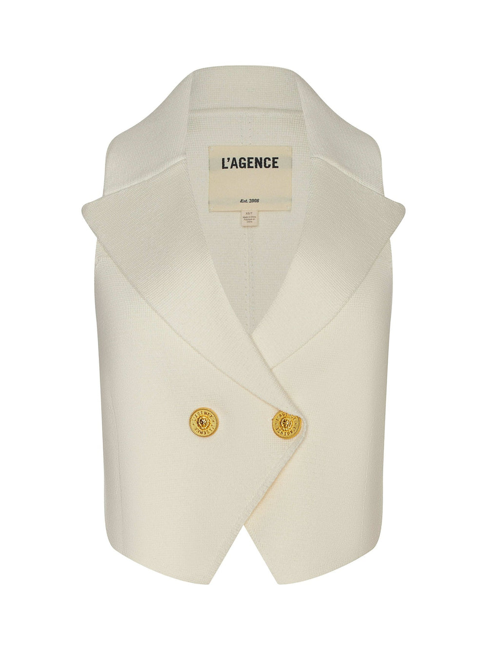 Zadie Knit Vest in Ivory/Gold
