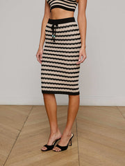 Lacen Pointelle Knit Skirt in Black/Natural Stripe