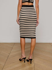 Lacen Pointelle Knit Skirt in Black/Natural Stripe