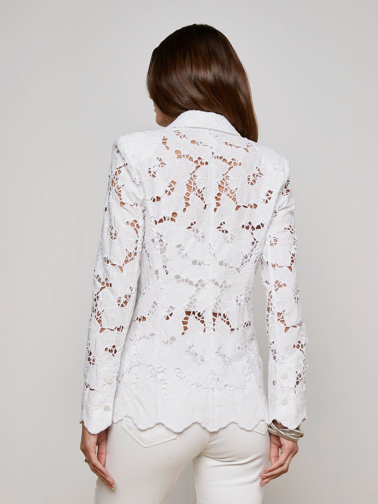 Clementine Lace Blazer in White