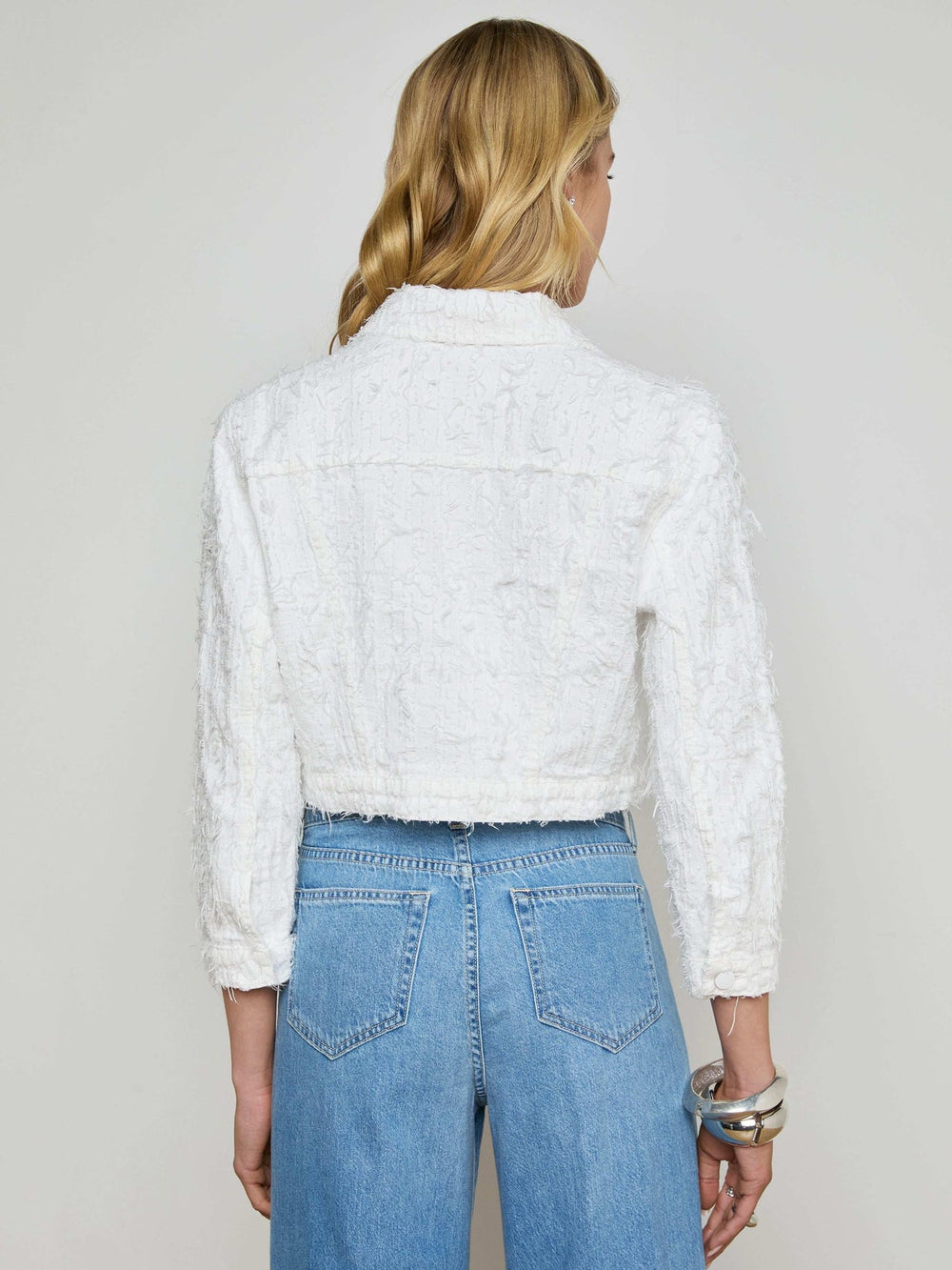 Koda Cropped Jean Jacket in Textile Blanc