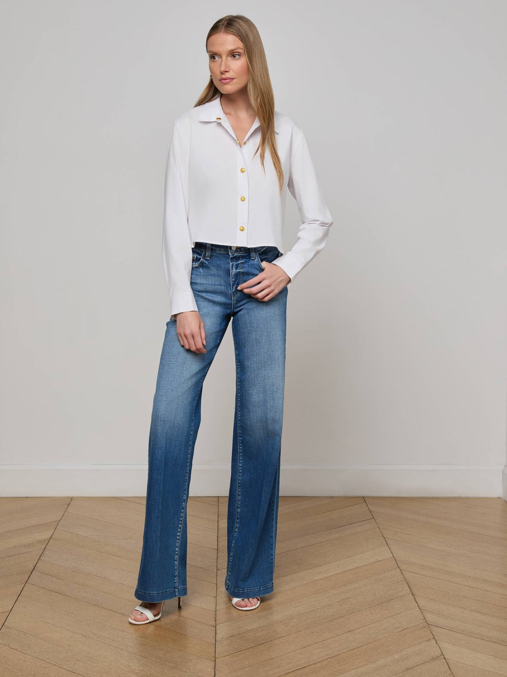 Cosette Shirt in White/Gold