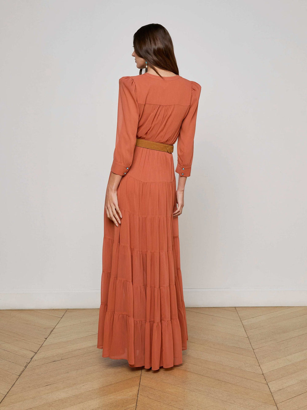 Seraphina Tiered Maxi Dress in Baked Clay