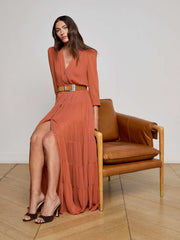 Seraphina Tiered Maxi Dress in Baked Clay