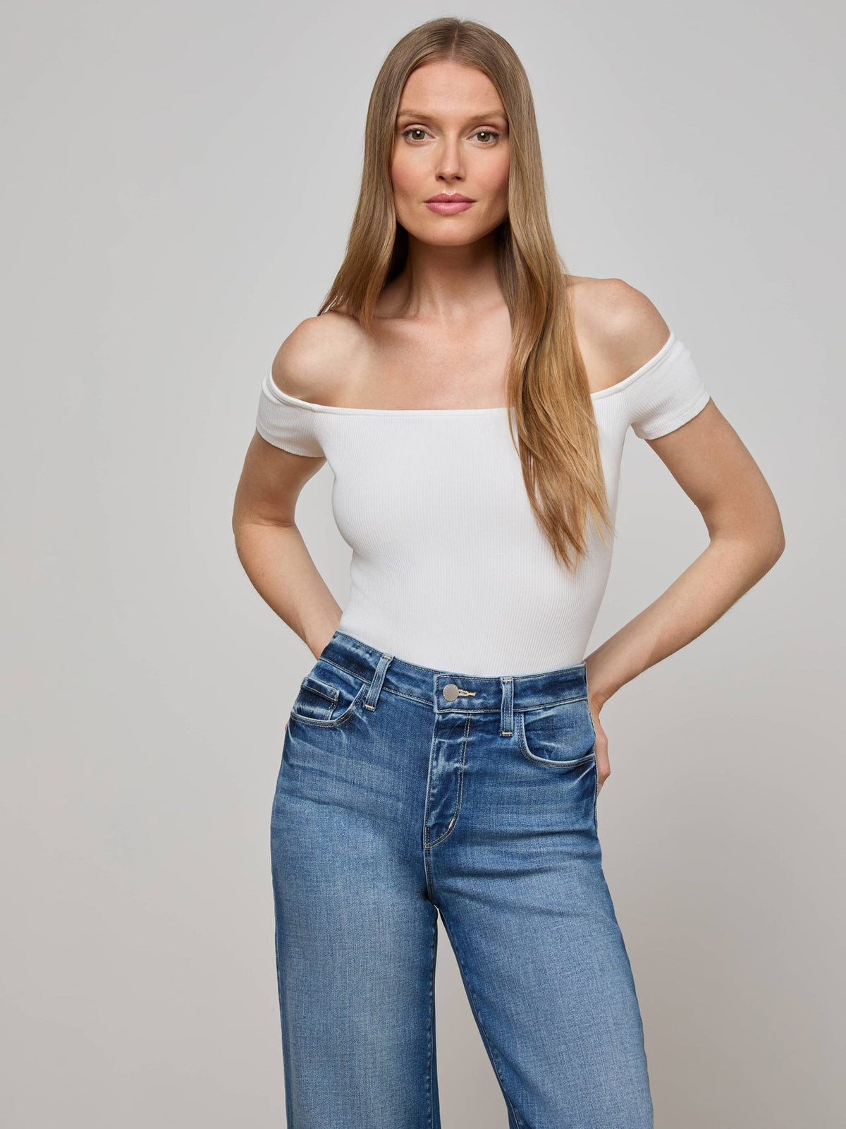 Adana Off-The-Shoulder Bodysuit in White