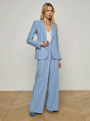 Chamberlain Pinstriped Blazer in Sky Blue/White Pinstripe