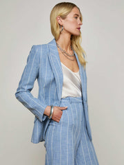 Chamberlain Pinstriped Blazer in Sky Blue/White Pinstripe
