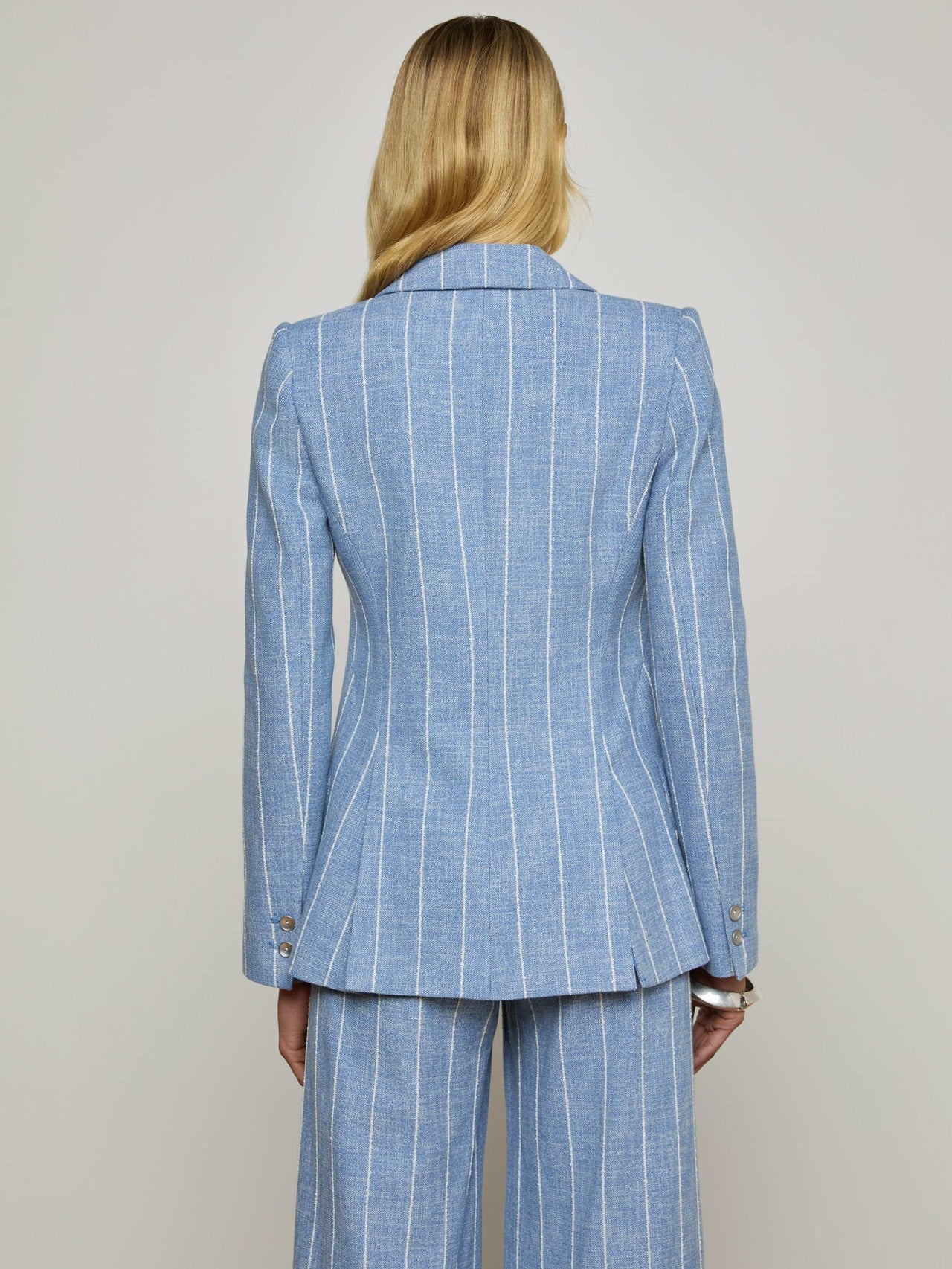 Chamberlain Pinstriped Blazer in Sky Blue/White Pinstripe