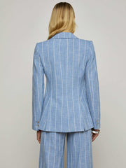 Chamberlain Pinstriped Blazer in Sky Blue/White Pinstripe
