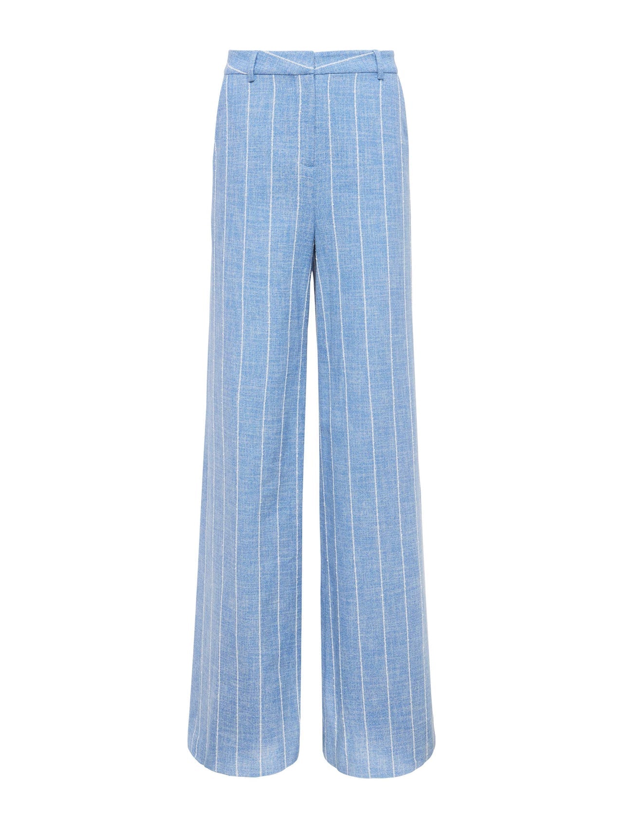 Pilar Pinstriped Wide-Leg Pant in Sky Blue/White Pinstripe