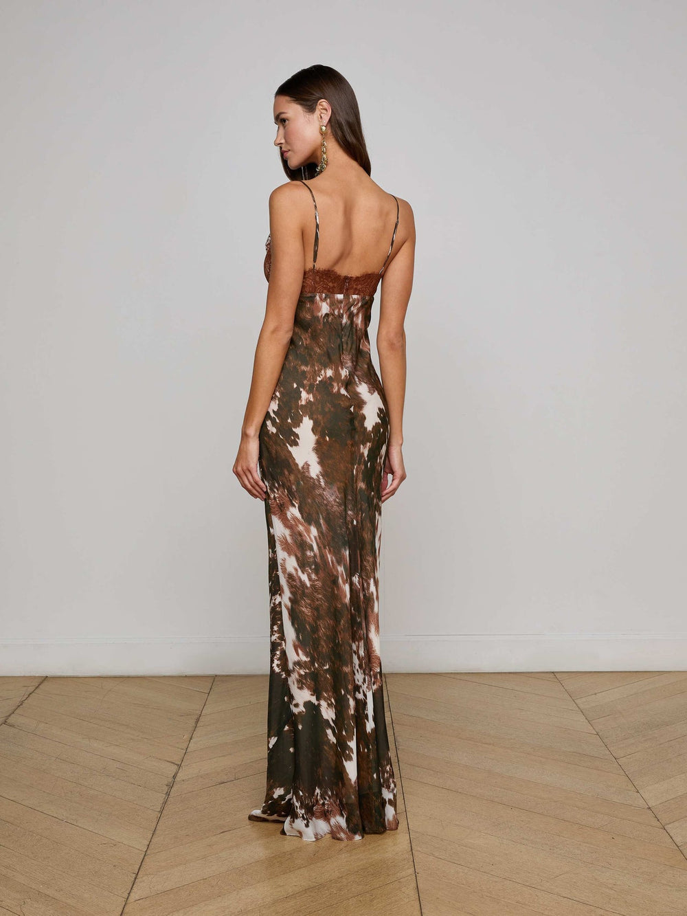 Susanna Silk Lace Dress in Multi Cowprint