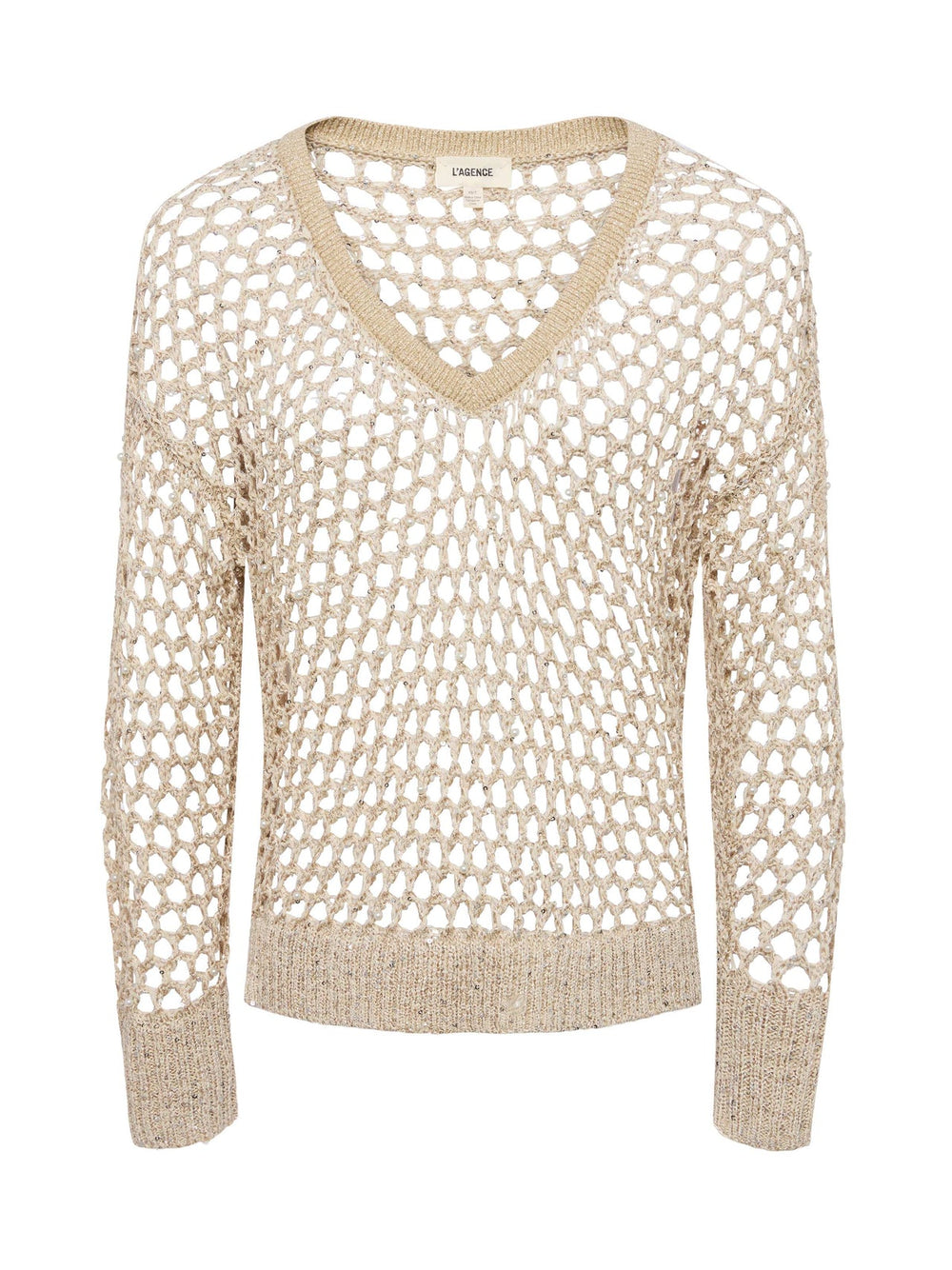 Nashwa Embellished Sweater in Natural Multi Pearls