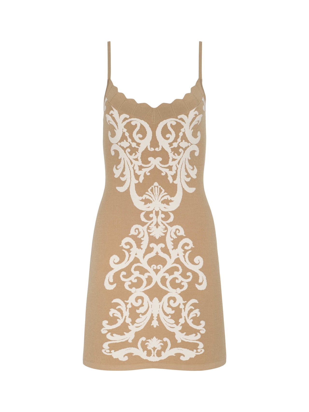 Betania Jacquard Mini Dress in Cappuccino/Bone