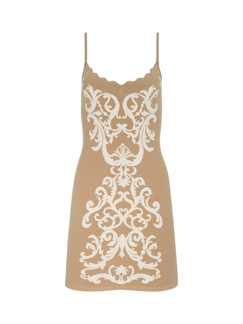 Betania Jacquard Mini Dress in Cappuccino/Bone